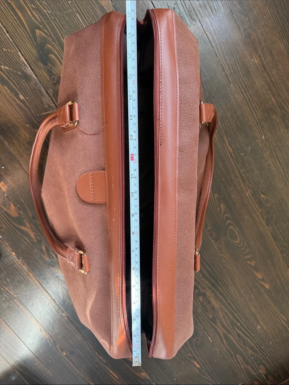 Karl Lagerfeld Dusty Rose Canvas and Leather Duffel Bag